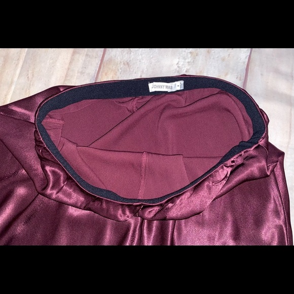 Johnny Was Silky Maroon Maxi Skirt sz S - Picture 9 of 10